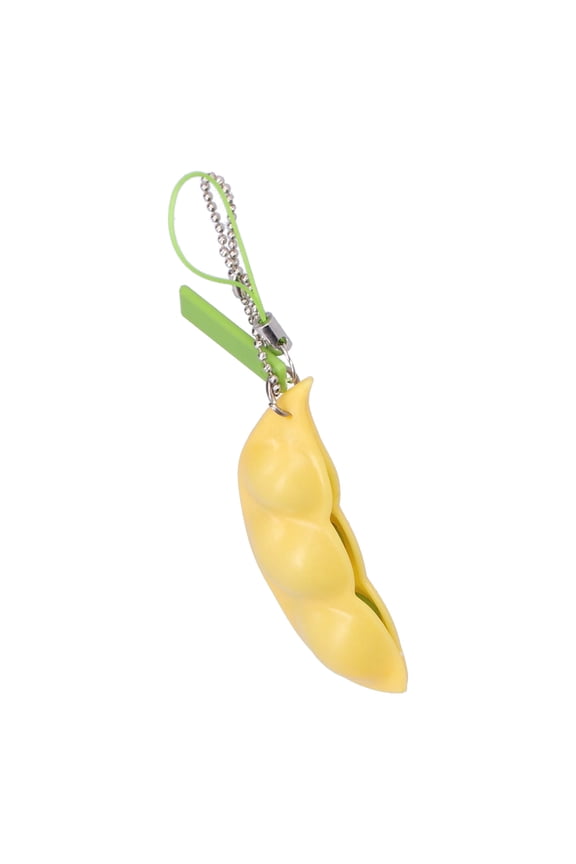 Edamame Squeeze Toy Keychain Pendant, Stress Relieve Decompression Toy Gift for Adult Kids, 3.54 Inches