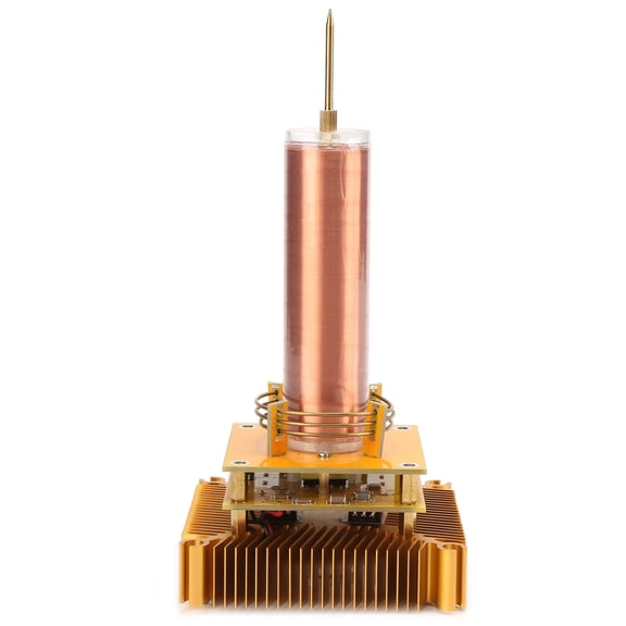 NFTIGB Educational Music Coil Light Model Brass Golden Physical Science Lab Module Kit with Switchable Arcs Ion Garland CPU Radiator Base 100-240V EU Plug 7.08x5.51x3.93 Inches