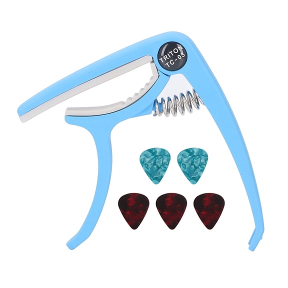 NFTIGB Electric Guitar Capo ABS Quick Release Capo Set for Acoustic Guitars Ukulele Mandolin Banjo with 5 Picks, Professional Tuning Accessory, 4.33 inches / 11 cm, Blue