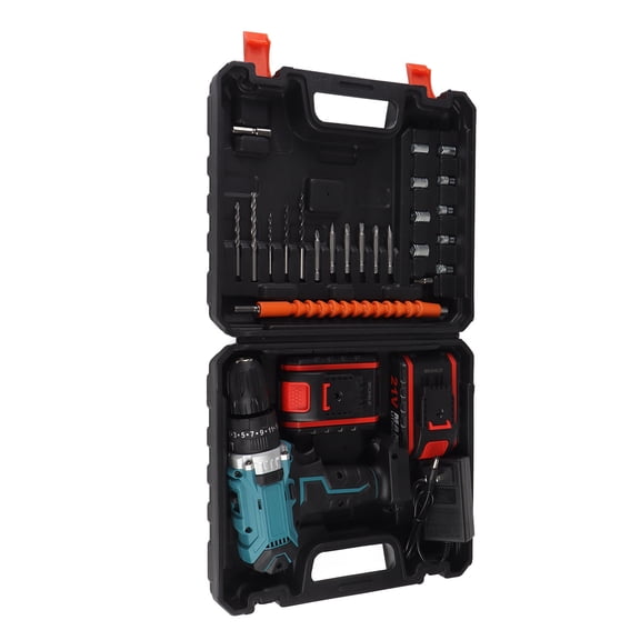NFTIGB Electric Hand Drill Kit Cordless Brushed Portable Rechargeable with 2 21V Lithium Batteries Blue