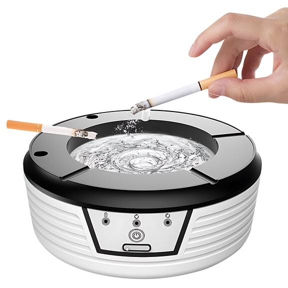 NFTIGB Electric Smokeless Ashtray with Sensor, Steady and Interval Flushing, Rechargeable Windproof Indoor Tabletop Odorless Ash Tray with Detachable Base (6.89 inches / 17.5 cm)