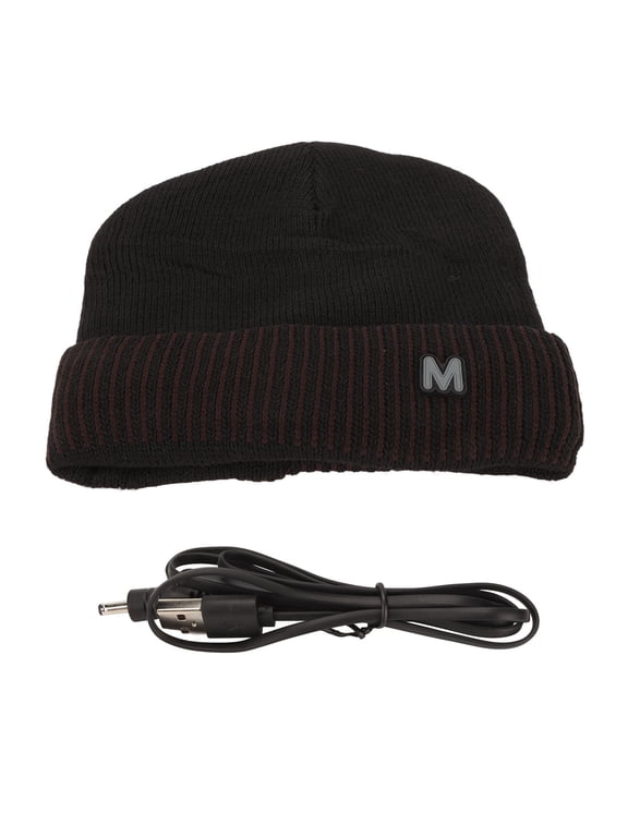 Electronic Warming Hat USB Charging Thermal Thick Soft Knitted Heated Beanie for Winter Outdoor, Deep Coffee Edge (10 in / 25.4 cm)