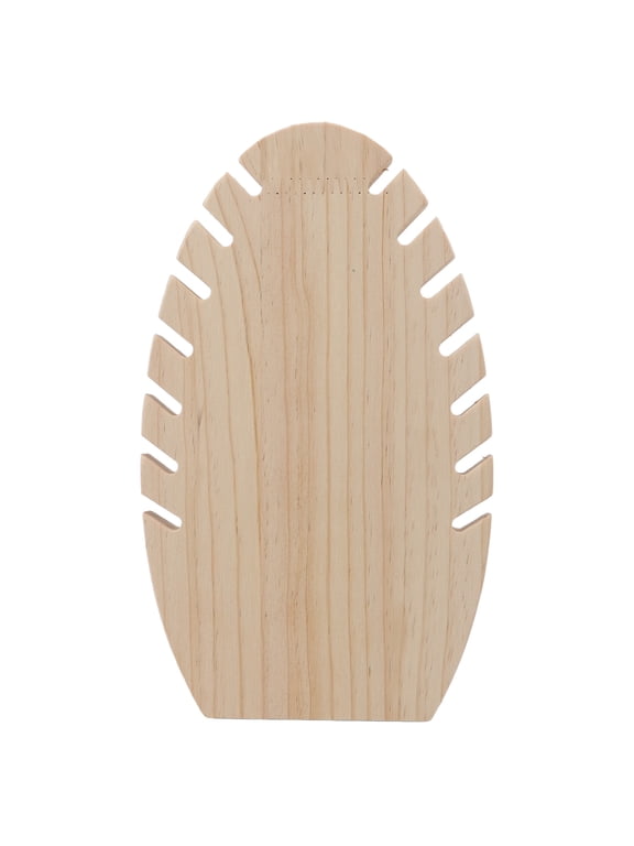 Elegant Flame Leaf Shaped Wooden Jewelry Display Stand and Necklace Holder Hanger Desktop Jewelry Organizer, 11.4 x 7.1 x 1.6 inches / 29.0 x 18.0 x 4.0 cm, Natural Wood finish
