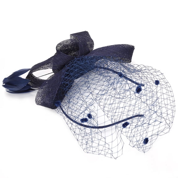 NFTIGB Elegant Wedding Women Net Mesh Bridal Face Veil Hats Brides Fascinator Headwear Hair Accessory 8.3 inches / 21 cm (Navy)