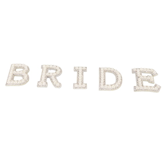 NFTIGB English Iron On Letters BRIDE Design Sew On Sparkling Pearl Rhinestone Applique Patch for Clothing, Hats, and Shoes DIY Crafts, 5 Pieces (1.97 inches / 5 cm)