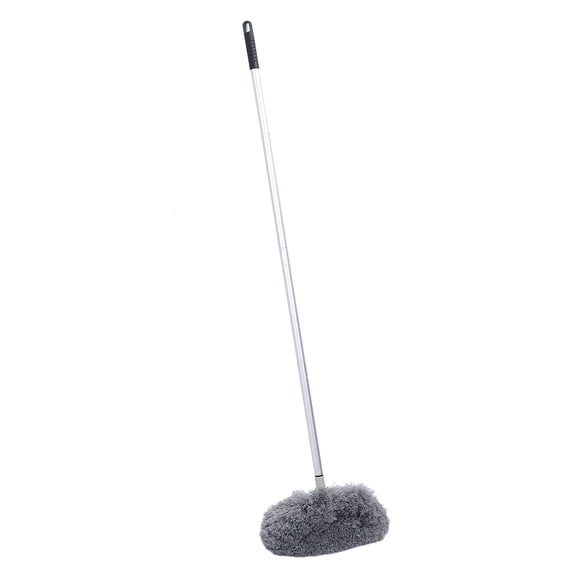 NFTIGB Extra Long Round Duster 360 Degree Rotating High Reach Ceiling Fan Dusting Tool with Extension Pole 55.1 inches / 140 cm Washable Multipurpose Cleaning Brush for High Ceilings Home Office Gray