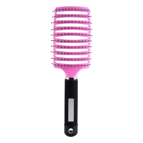 NFTIGB Fashion Curved Vent Hair Care Comb Massage Hairbrush Salon Hairdressing Styling Tool with Ergonomic Handle, Large Teeth, Pink (9.6 inches / 24.4 cm)