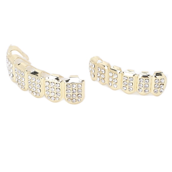 NFTIGB Fashionable Gold Plated Hip Hop Teeth Set Alloy Unisex Rapper Costume Teeth Accessories Gold