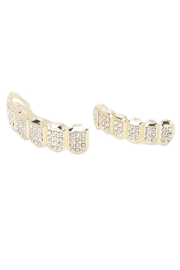 Fashionable Gold Plated Hip Hop Teeth Set Alloy Unisex Rapper Costume Teeth Accessories Gold