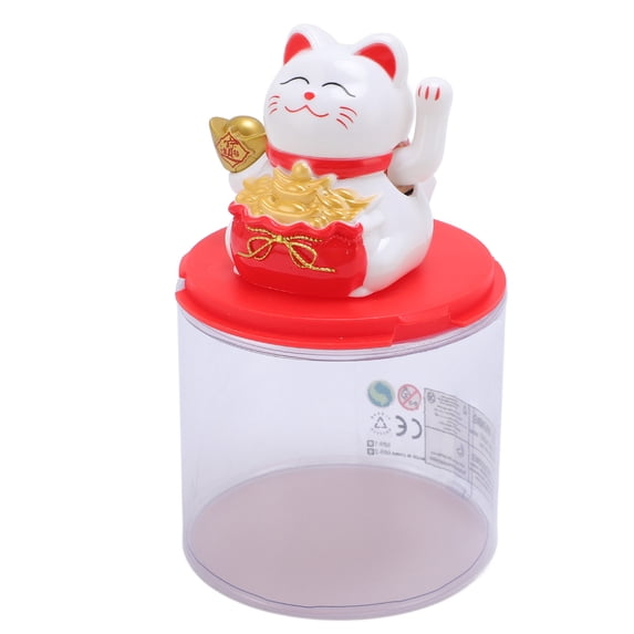 NFTIGB Feng Shui Lucky Cat Solar Powered Waving Maneki Neko Fortune Decoration Statue for Home Office Shop Car Interior Dashboard White Color (2.36 in / 6 cm)