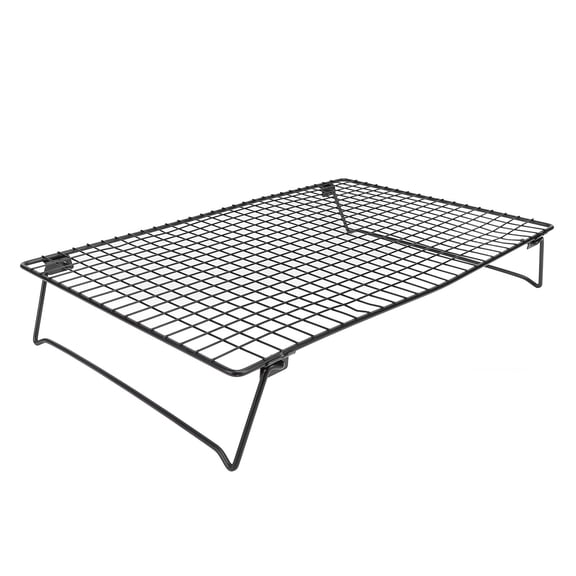NFTIGB Foldable Black Carbon Steel Multifunctional Cooling Rack for Baking Cookies Breads & Cakes, 16.93 x 11.81 in / 43 x 30 cm Wire Cookie Rack Nonstick Roasting Grill