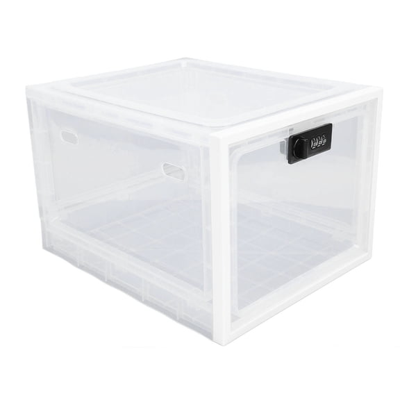 NFTIGB Fridge Lock Box, Plastic Multifunctional Lockable Food Storage Cabinet for Home, Kitchen Refrigerator Locking Medicine Box, White and Transparent Frame