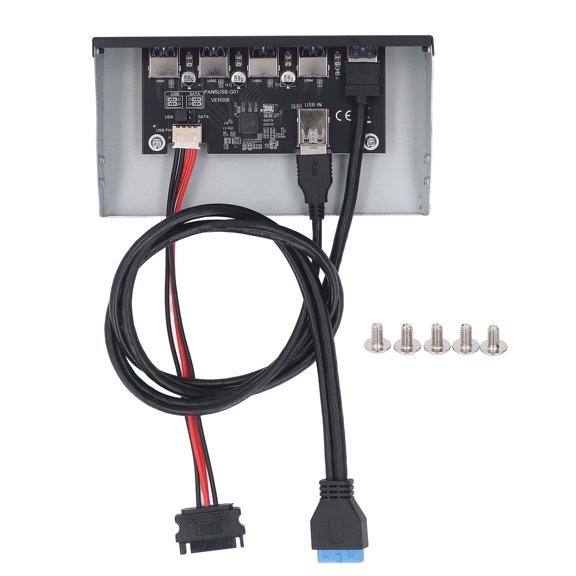 NFTIGB Front Panel USB Hub 5-Port USB 3.2 Gen 1 19-Pin 5.25 Inches / 13.34 cm Optical Drive Hub Adapter for Desktop PC Compatible with Windows 7 8 10 2003 OS X Linux High Speed 5Gbps Expansion
