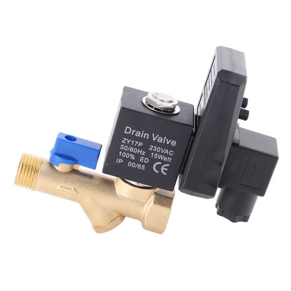 NFTIGB G1/2 DN15 Automatic Electronic Timed Drain Valve for Air Compressor Condensate Heavy Duty Brass Automatic Power Type Split Valve 10 inches / 25.4 cm AC230V High Performance Optimal Control