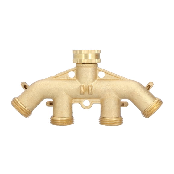 NFTIGB G3/4 Inch 4 Way Hose Splitter Heavy Duty Brass Garden Hose Faucet Adapter Joint Connector Irrigation Accessory Multi Valve Manifold Dispenser for Outdoor Lawn Yard Farm