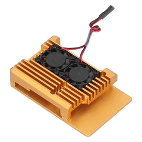 NFTIGB Gold Aluminum Protective Case Housing Enclosure Casing with Dual Cooling Fan Set for Raspberry Pi 3 Model B B+ Microcomputer Motherboard (3.94 inches / 10.00 cm Length)