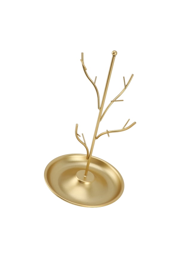 Gold Iron Jewelry Tree Stand Display Organizer Tower Rack for Necklaces Bracelets Earrings Rings Watches Keys Entryway Home Decor Hanging Storage Accessory Display Rack