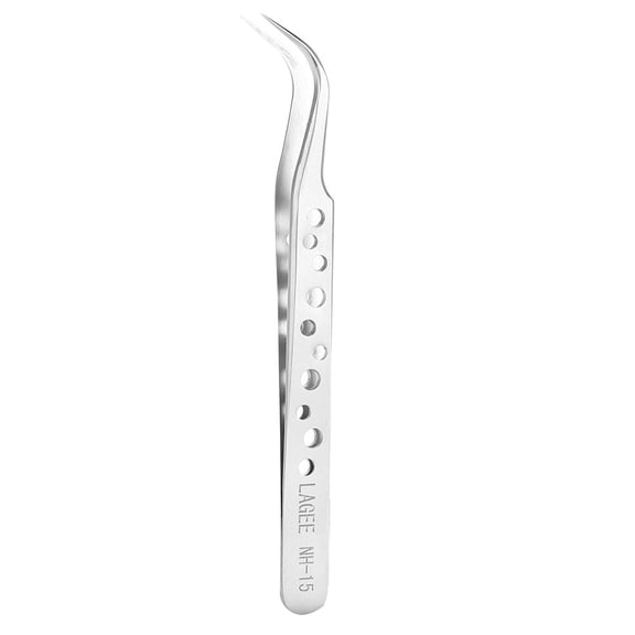 NFTIGB Grafting False Eyelashes Extension Tool, Professional Premium Stainless Steel Curved Tweezers for Individual Lashes & Cluster Application (5.9 inches / 15 cm), Silver Finish Makeup Tool