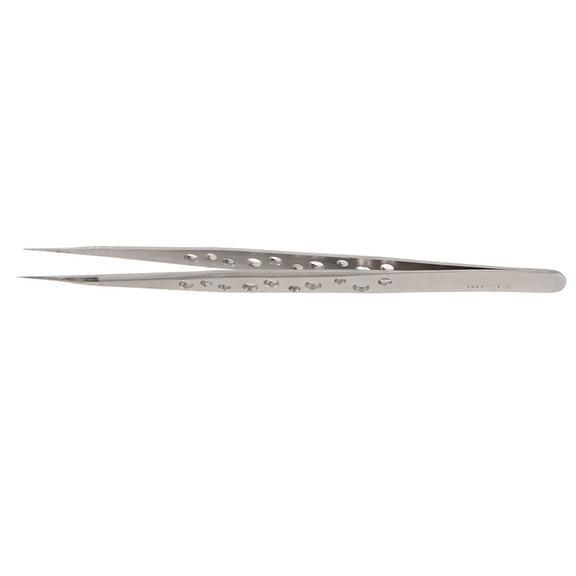 NFTIGB Grafting False Eyelashes Extension Tool, Professional Premium Stainless Steel Straight Tweezers for Individual Lashes & Cluster Application (6.3 inches / 16 cm), Silver Finish Makeup Tool