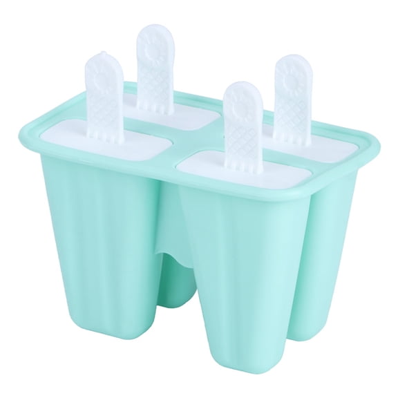 NFTIGB Green Silicone Ice Cream Mold DIY Popsicle Maker for Hot Summer 4 Grids Reusable Popsicle Molds with Sticks Homemade Ice Pop Tools (14x8x13 cm / 5.5x3.1x5.1 in)