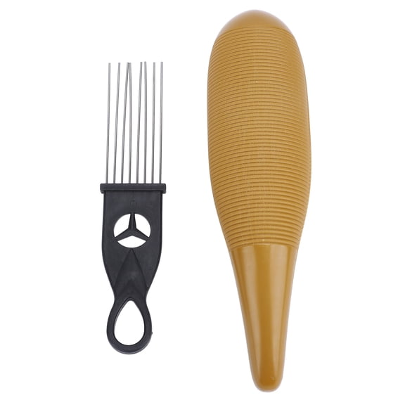 NFTIGB Guiro Instrument Stainless Steel and ABS Coffee Color Fish Shape Guiro Latin Percussion with Scraper Rhythm Accompaniment Orff Teaching 9.84 inches / 25 cm Length