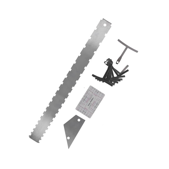 NFTIGB Guitar Measuring Tool Set Silver Neck Arc Chord Leveling Ruler Gauge Kit for Luthier, 13 Pieces, 16.54 inches / 42.00 cm