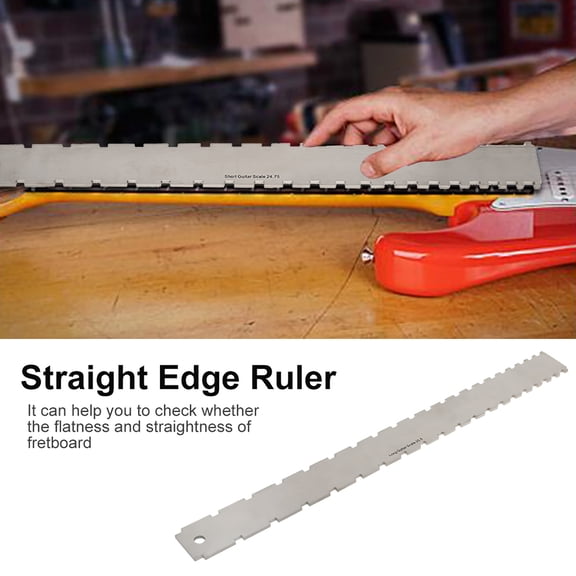 NFTIGB Guitar Neck Notched Straight Edge Ruler and String Action Height Gauge Set, Professional Luthier Tool for Guitar Setup and Fretboard Check (16.53 inches / 42.0 cm)