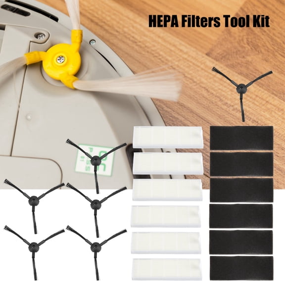 NFTIGB HEPA Filter and Side Brush Replacement Kit for ILIFE A6 A4 A4s Robotic Vacuum Cleaners, High Efficiency Sponge Filters and Brushes Accessory Set (135*50*9mm / 5.3*1.9*0.4 inches)