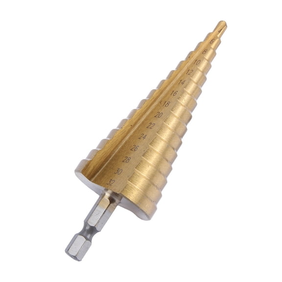 NFTIGB HSS Titanium Step Drill Bit 4-32mm High Speed Steel Large Cone Hole Cutter Hex Shank Hardware Hand Tool (4.06 inches / 10.3 cm)