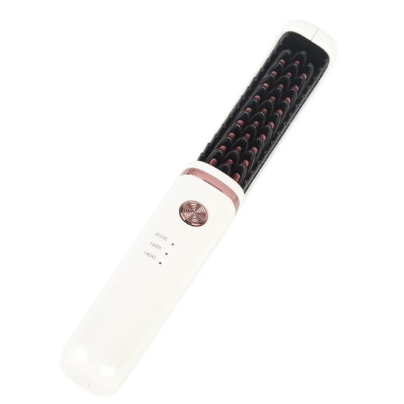 NFTIGB Hair Straightener Brush 9.84 inches / 25.0 cm Ceramic Anti Scald USB Rechargeable Wireless Portable Straightening Comb Built-in 4000mAh Battery Hair Styling Tool for Women White