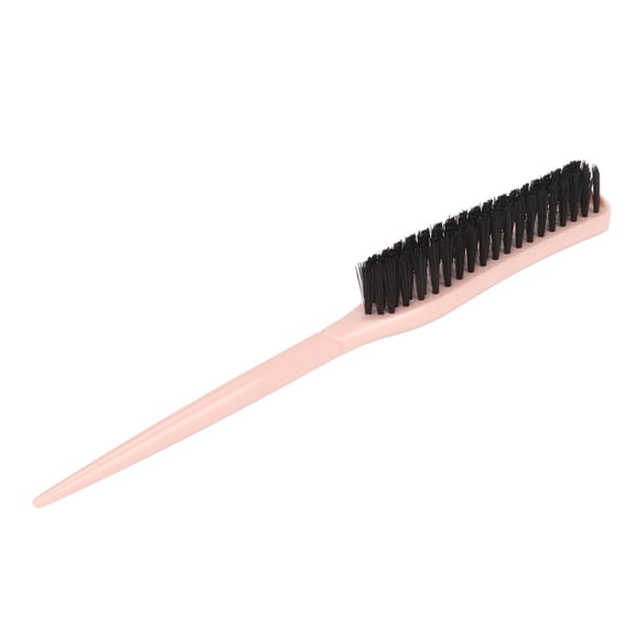 NFTIGB Hair Teasing Brush 3 Row Nylon Add Volume Ergonomic Portable Hair Styling Rat Tail Brush for Salon Pink, 10.24 inches / 26 cm