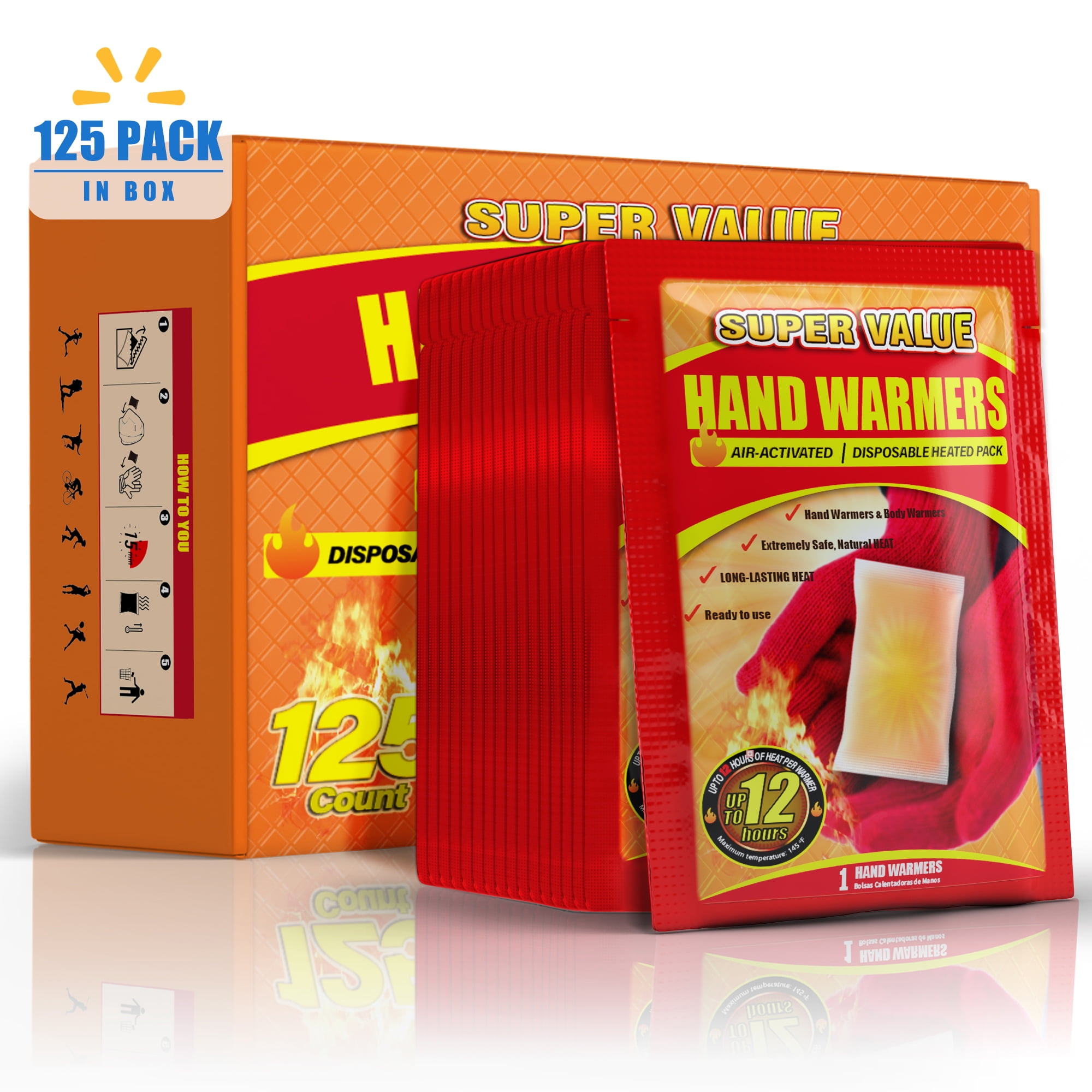 NFTIGB Disposable Hand Warmers, 125 Pack, Long Lasting Air Activated Pocket Warmers, Safe and Warm up to 12 Hours