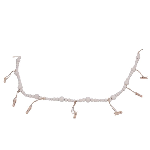 NFTIGB Hanging Photo Display Wall Decor Wooden Bead Garland with 7 Clips for 49.21 inches / 125 cm Picture Frame Strings