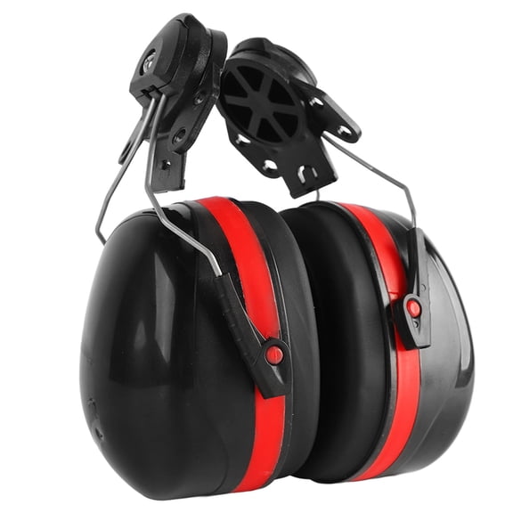 NFTIGB Hard Hat Attachment Earmuff, Helmet Mounted Noise Reduction Ear Muffs for Construction Safety, Angle Adjustable Telescopic Protective Ear Defenders, Fits Most Safety Helmets, Black/Red, 1 Pack