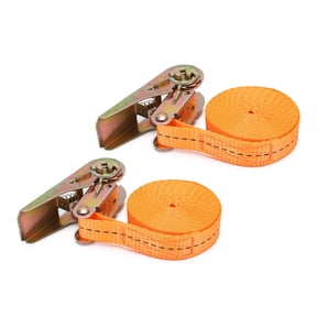 NFTIGB Heavy Duty Adjustable Ratchet Tie Down Belt 5 Meters 16.4 Feet Orange Cargo Strap Luggage Lashing Set With Zinc Hardware 2 Pack For Trailer Roof