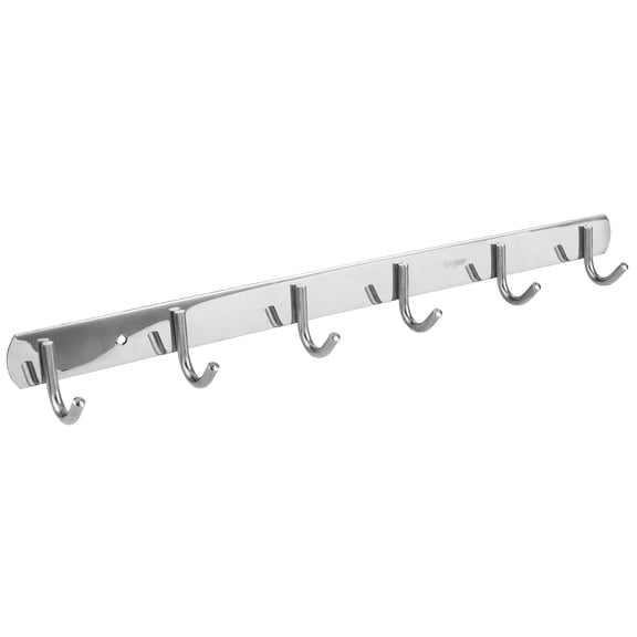 NFTIGB Heavy Duty Stainless Steel Bathroom Towel Hanger Kitchen Wall Mounted Hook Rack with 6 Hooks for Robes Coats and Bags 17.7 inches / 45 cm Silver Finish