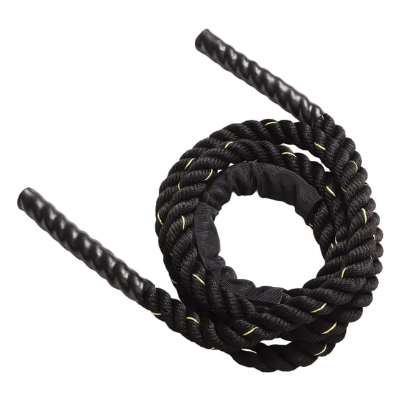 NFTIGB Heavy Duty Weighted Jump Rope 9.84 ft / 3m Black Gold Polyester Skipping Rope for Strength Training and Muscle Building (0.98 in / 25mm Diameter)