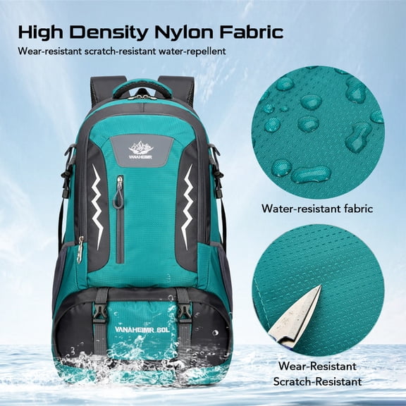 NFTIGB Hiking Backpack 60L Water-resistant Camping Daypack for Men Women Outdoor Travel Mountaineering, Green (14.56 inches / 37 cm)