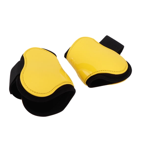 NFTIGB Horse Tendon Boots PU Shell Protective Splint & Sport Boots with Adjustable Straps for Equestrian Jumping and Daily Training, 2-Pack (Yellow, Hind - M, 6.3 inches / 16 cm)