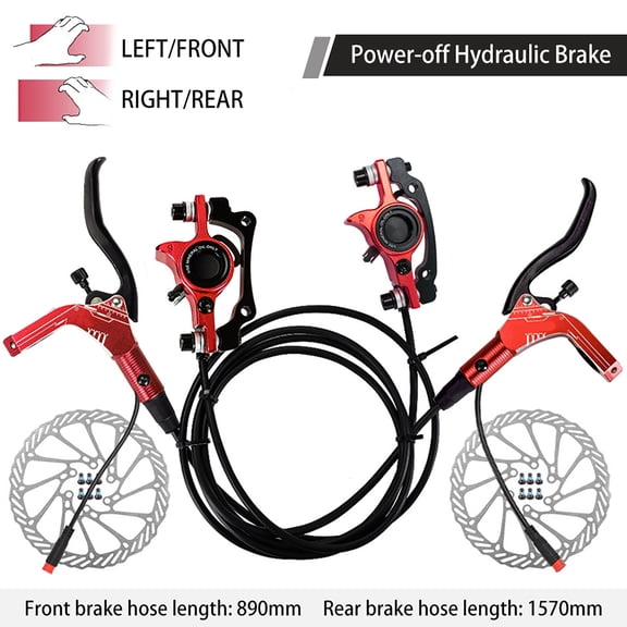 NFTIGB Hydraulic Brake Set with 160mm Rotors Front and Rear Hydraulic Disc Brake Caliper Lever for Electric Bike Bicycle Scooter Dual Cylinder Brake System 10 inches / 25.4 cm Power Off Oil Disc