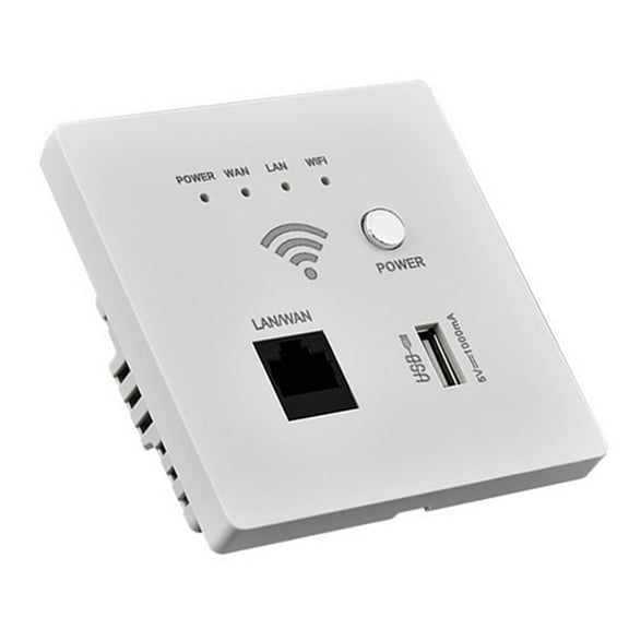 NFTIGB In-Wall Wireless WiFi Router 300M AP Access Point USB Charging Socket Wall Mount Wi-Fi Router Beige (3.35 inches / 8.5 cm)