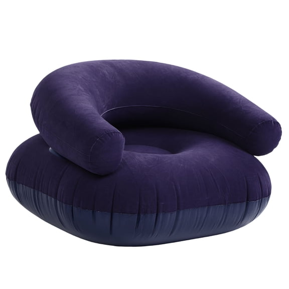 NFTIGB Inflatable Lounge Chair Sofa for Adults, Flocking PVC U-Shaped Backrest Portable Couch for Living Room Bedroom Balcony Travel, Deep Blue (9.8 in / 25 cm)