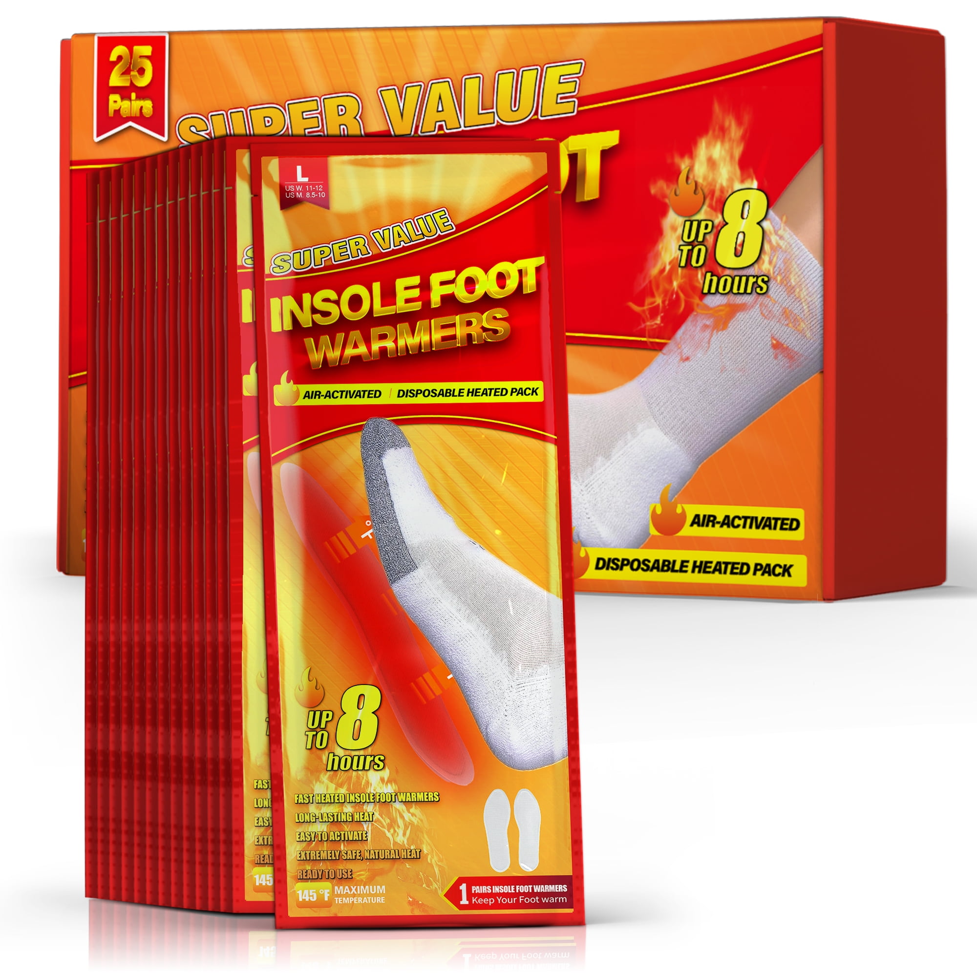 NFTIGB Insole Foot Warmers Value Pack (25 Pairs), Disposable Heat Foot