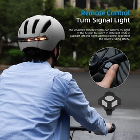 NFTIGB Intelligent Cycle Helmet with LED Turn Signal Waterproof Safety Gear Front & Rear Lights Multiple Modes Remote Controller for Bike Electric Scooter Commute 11.02 inches / 28 cm White