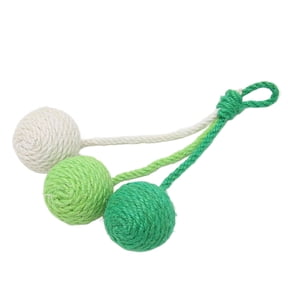 NFTIGB Interactive Cat Yarn Balls 4.72 inches / 12 cm, Comfortable Grinding Claws Bite Resistant Chewing Rattle Ball Toys for Cats Kittens, Green, Cyan, White