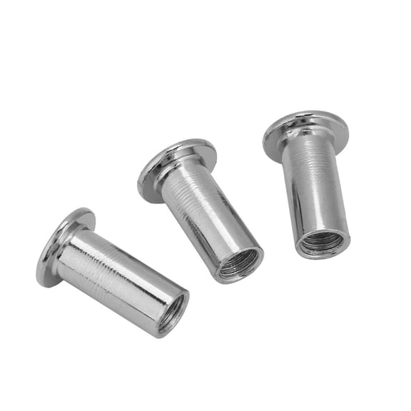NFTIGB Iron Plated Nickel Flat Hex Nuts M8x15 Furniture Round Head Sleeve Fastener, 30 Pack (0.59 inches / 15 mm)