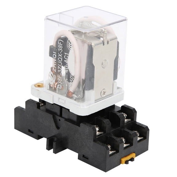 NFTIGB JQX-38F Intermediate Relay Large Power 3Z 3H 3D Silver Alloy Contact Relay 40A DC 24V with Base, 1 Pack