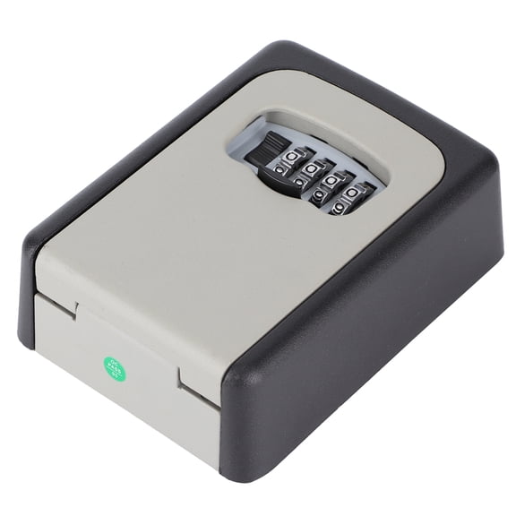 NFTIGB Key Lock Box Wall Mounted Aluminum Alloy Key Safe Box 4 Digit Password Lock Box with Emergency Backup Key, Black/Gray, 5.1 x 3.9 x 2.0 in / 13 x 10 x 5 cm