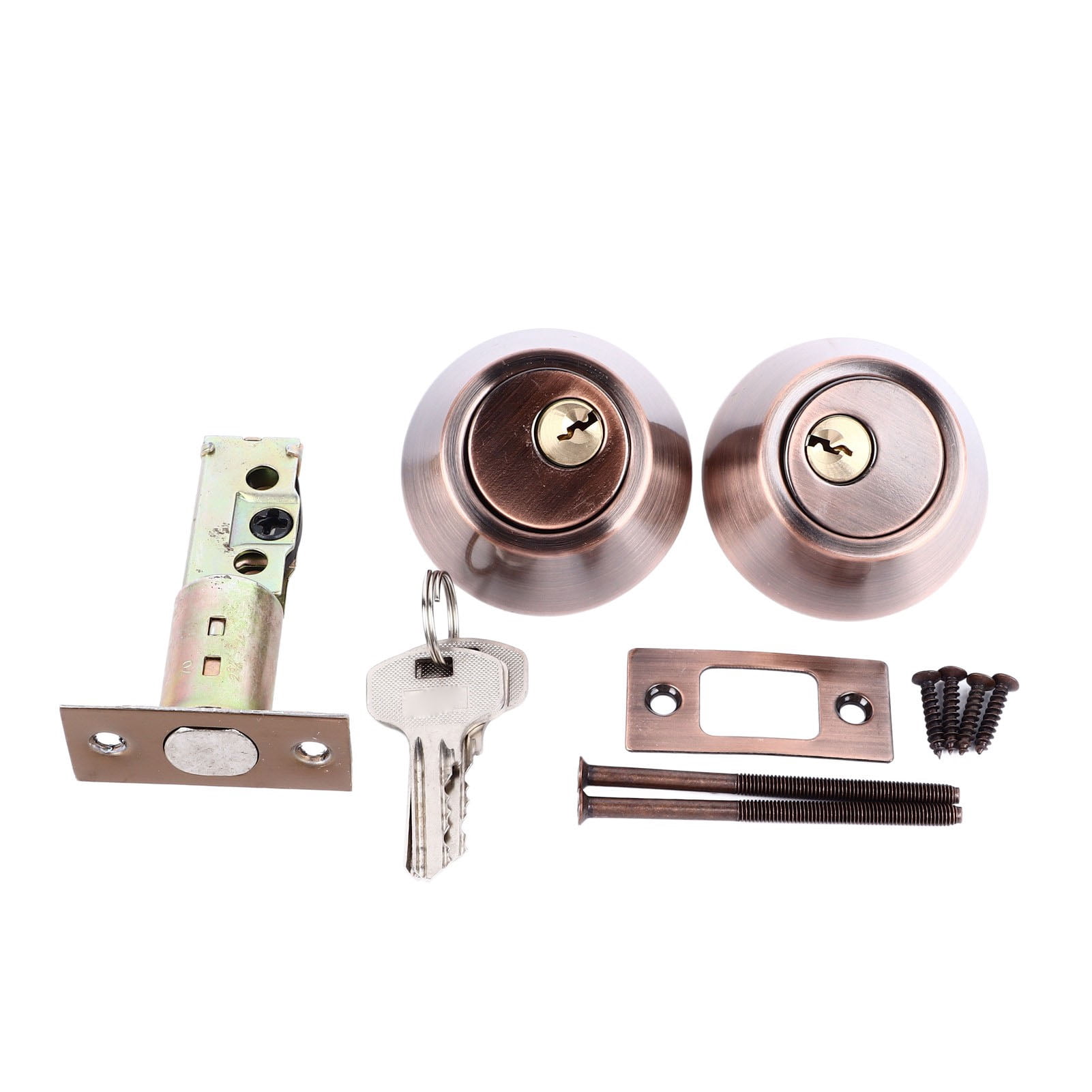 NFTIGB Keyed Entry Door Knob Lock Universal Protection Double Side Interior Door Knob Lock for Home Bedroom Stainless Steel Silver, 3.94 inches / 10 cm