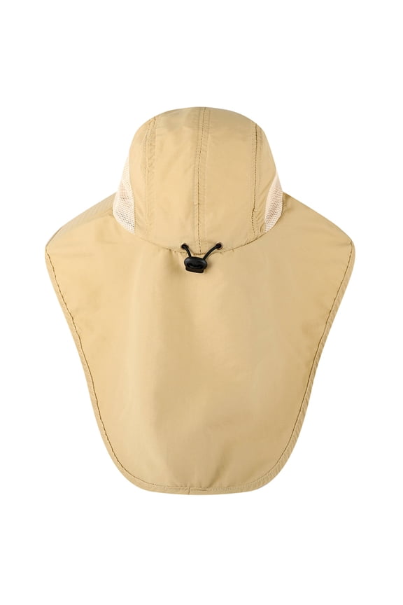 Khaki Wide Brim Fishing Cap Sun Hat with Neck Flap for Men Women Outdoor Travel Camping Hiking Boating UV Protection Breathable Summer Hat 15.75 inches / 40 cm
